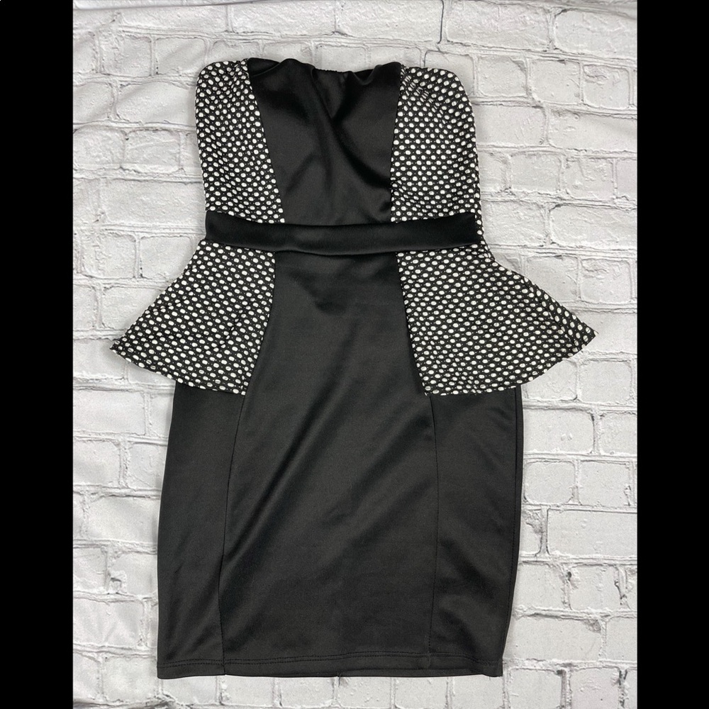 Coco Avante Black Polka Dot Strapless Dress